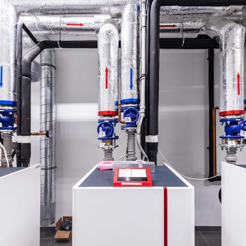 Heat pump room in commercial building